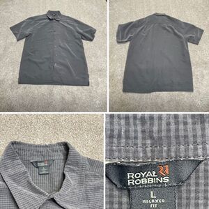 Royal Robbins mens short sleeve button up shirt sz Large gray outdoor shirt